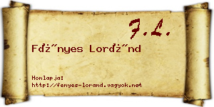 Fényes Loránd névjegykártya